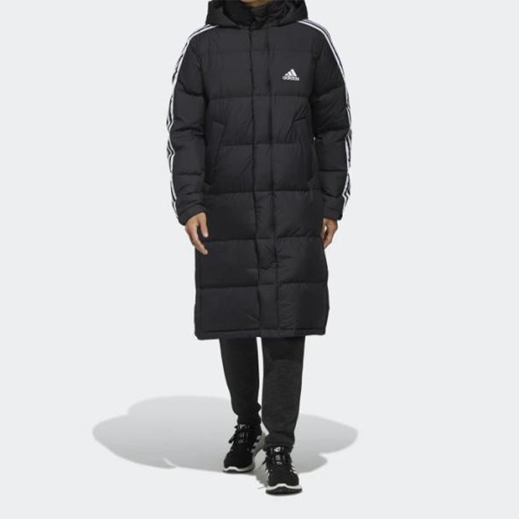 Shop Abrigo Largo adidas 3-Stripes Negro Chaqueta de Invierno acolchada. EH3993
