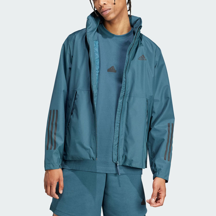 adidas 3-Stripes BSC RAIN RDY Waterproof Retro Jacket Arctic Blue IK0507 圖 3