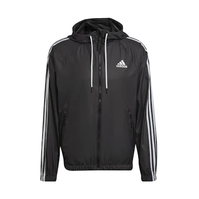 adidas 3-Stripes Classic Drawstring Zip Hoodie Jacket Black () H65776