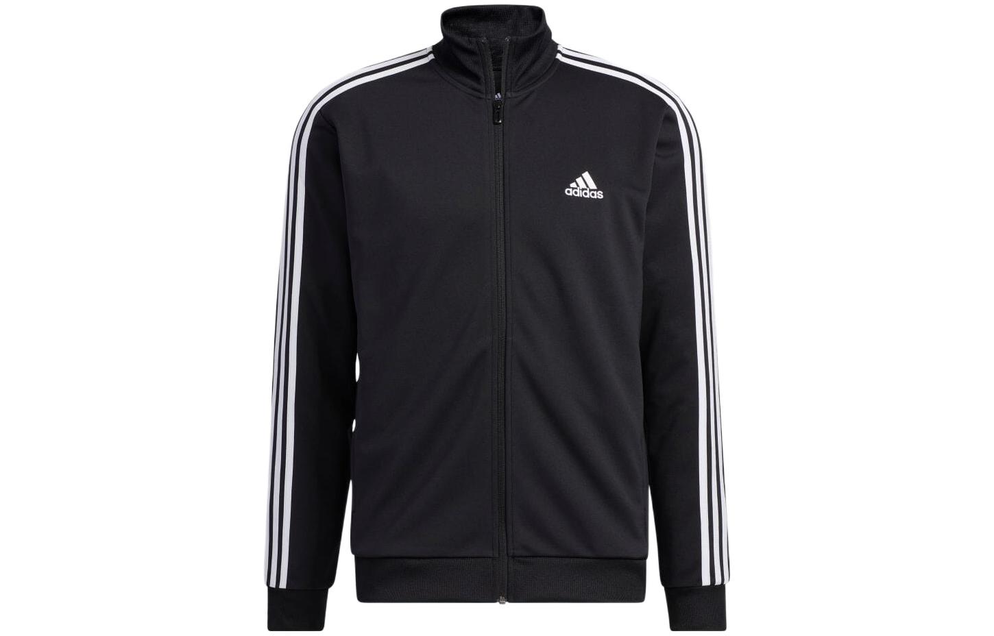 adidas 3-Stripes Colorblock Embroidered Logo Retro Track Jacket Black Men IA9378