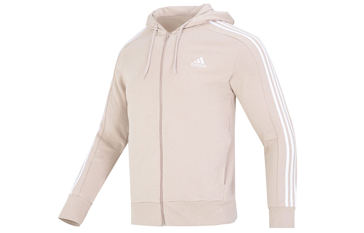 adidas 3-Stripes Colorblock Zip-Up Hoodie Jacket in Khaki IC9839