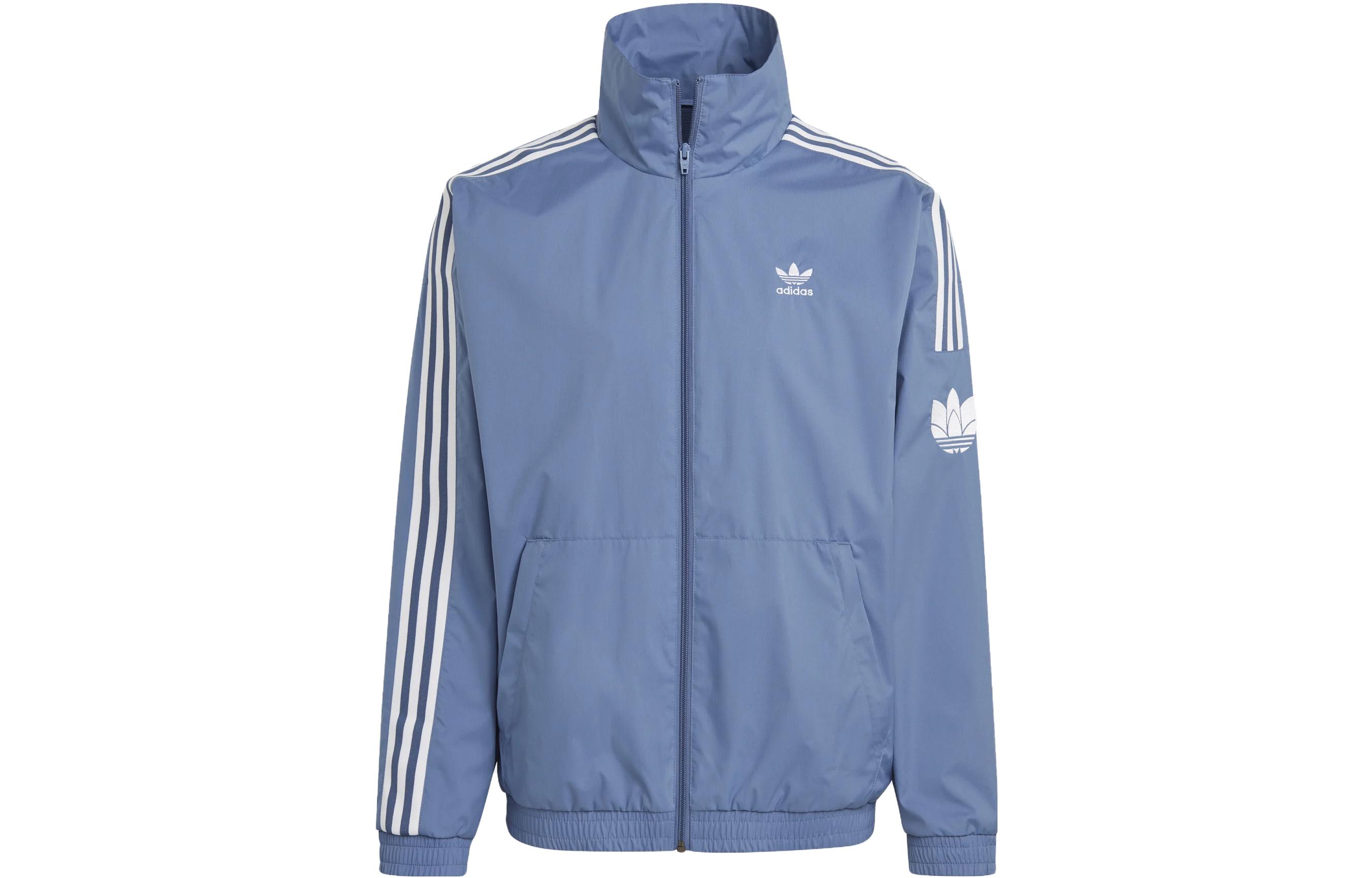 adidas 3-Stripes Crew Blue Track Jacket with Full Zip and Stand Collar GN3536