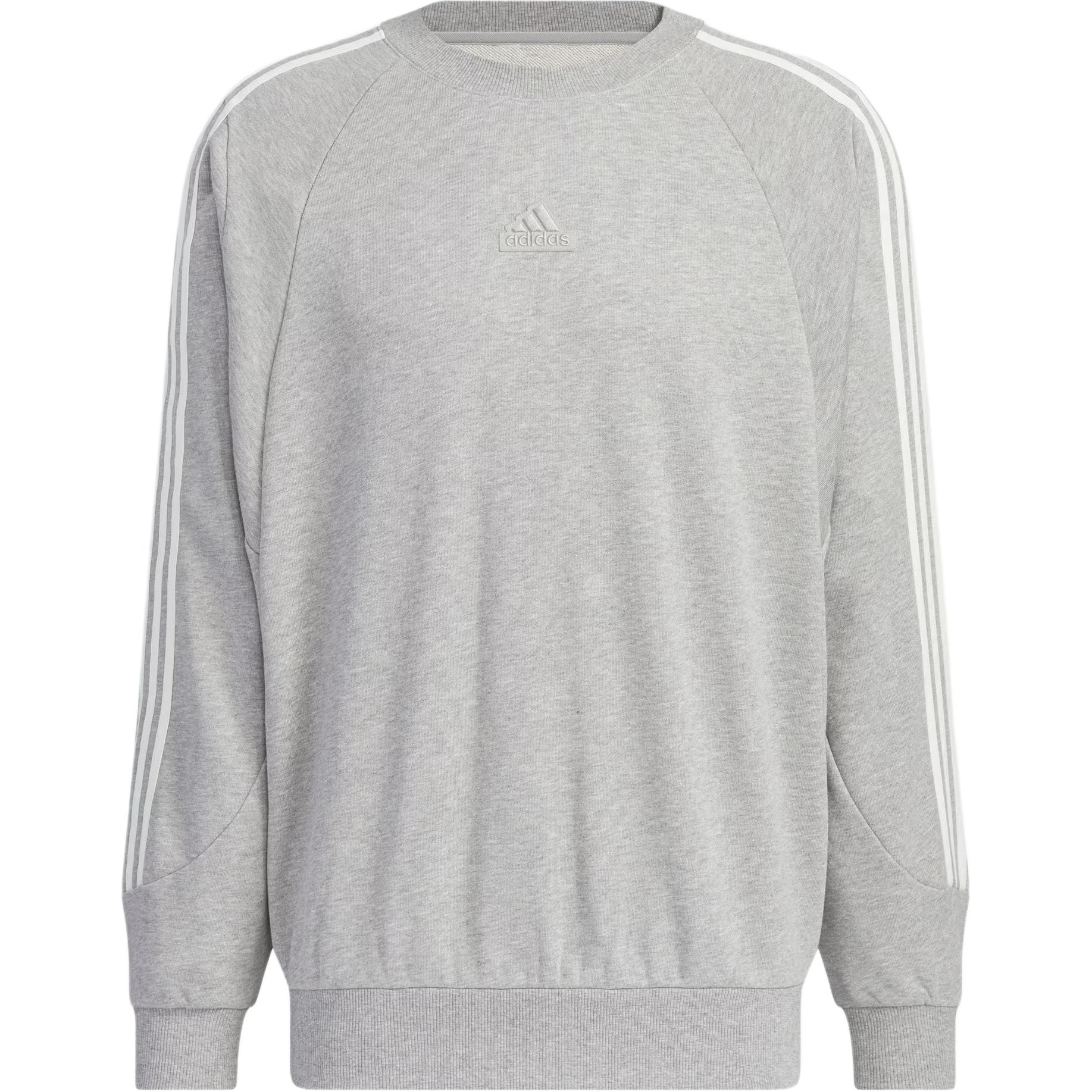 adidas 3-Stripes Crew Sweatshirt Grey - Soft, Comfy Unisex Sporty Casual Wear JI6642