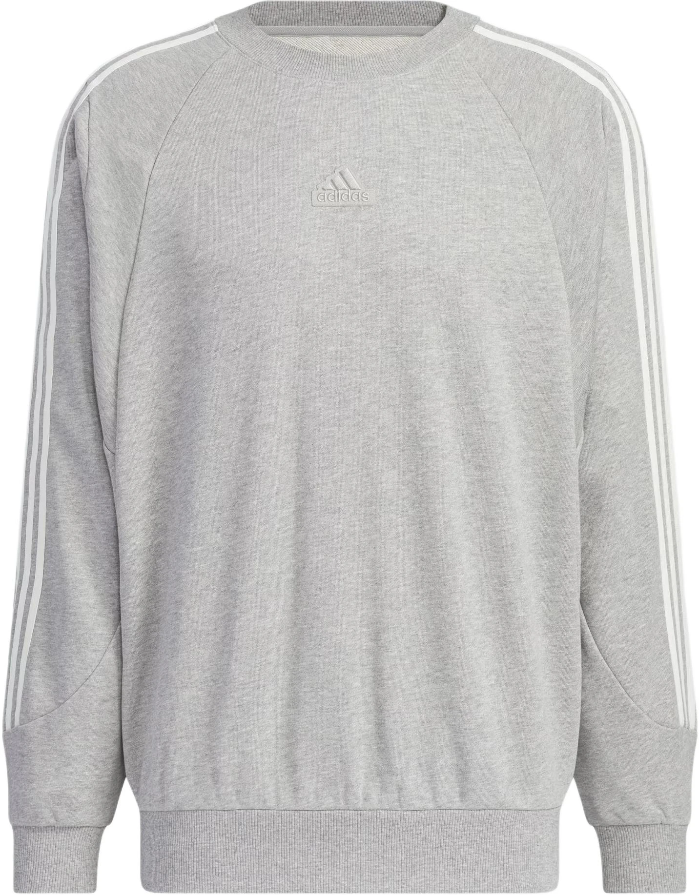 adidas-3-stripes-crew-sweatshirt-grey-soft-comfy-unisex-sporty-casual-wear-ji-6642