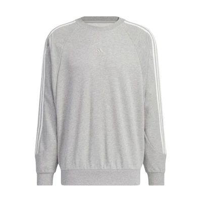adidas 3-Stripes Crew Sweatshirt Grey - Soft, Comfy Unisex Sporty Casual Wear JI6642
