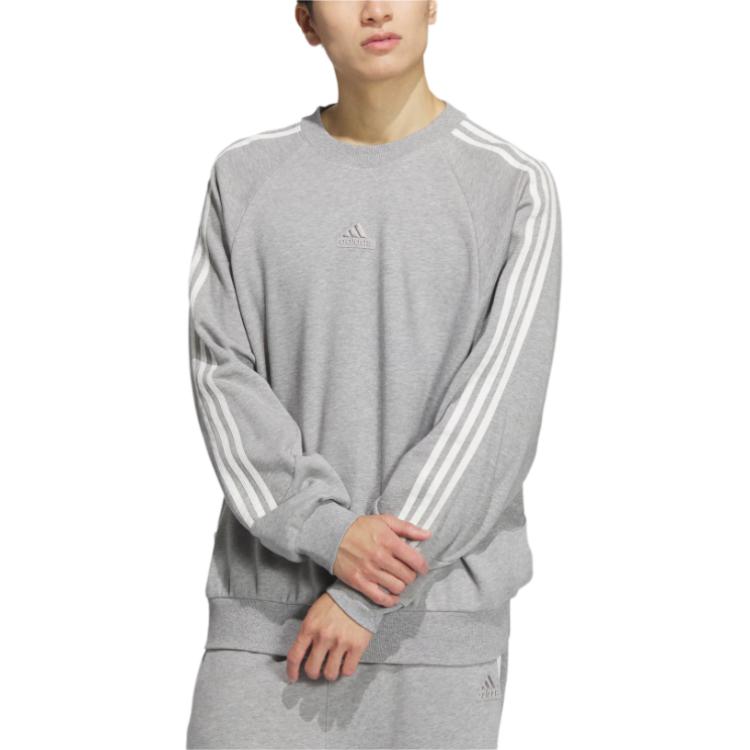 Lookbook アディダス 3ストライプ クルースウェット グレー - ソフトで快適なスポーティカジュアル JI6642