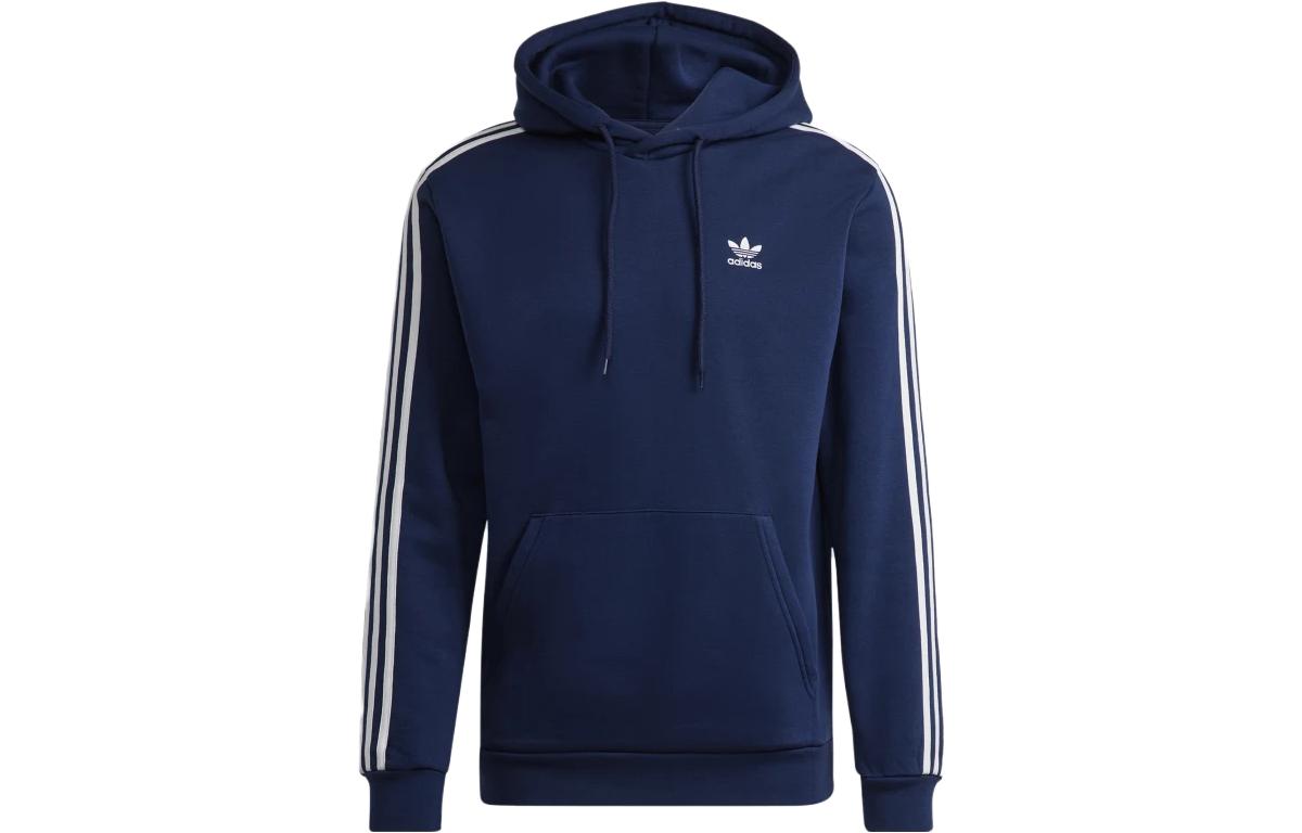 adidas 3-Stripes Embroidered Logo Drawstring Hoodie Indigo IA6348