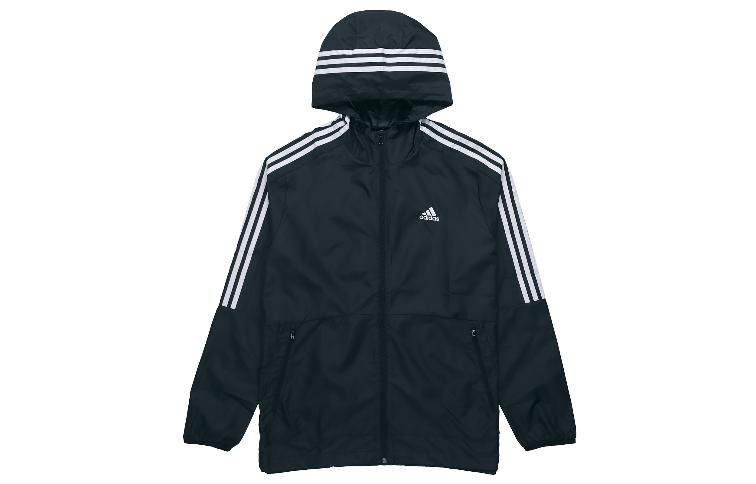 adidas 3-Stripes Fitted Zip Hoodie Jacket Black FT2835