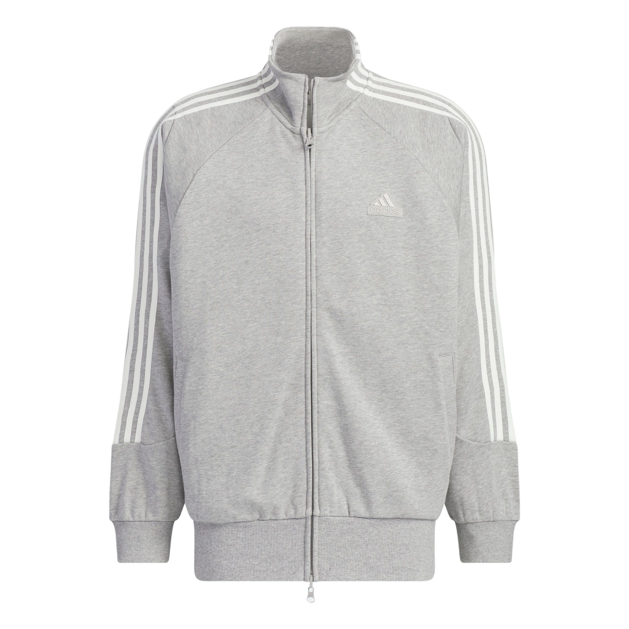 adidas 3-Stripes Knit Track Top Mid Gray Retro Striped Jacket Unisex Casual Style JI6650