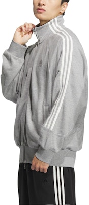 adidas 3-Stripes Knit Track Top Mid Gray Retro Striped Jacket Unisex Casual Style JI6650 1