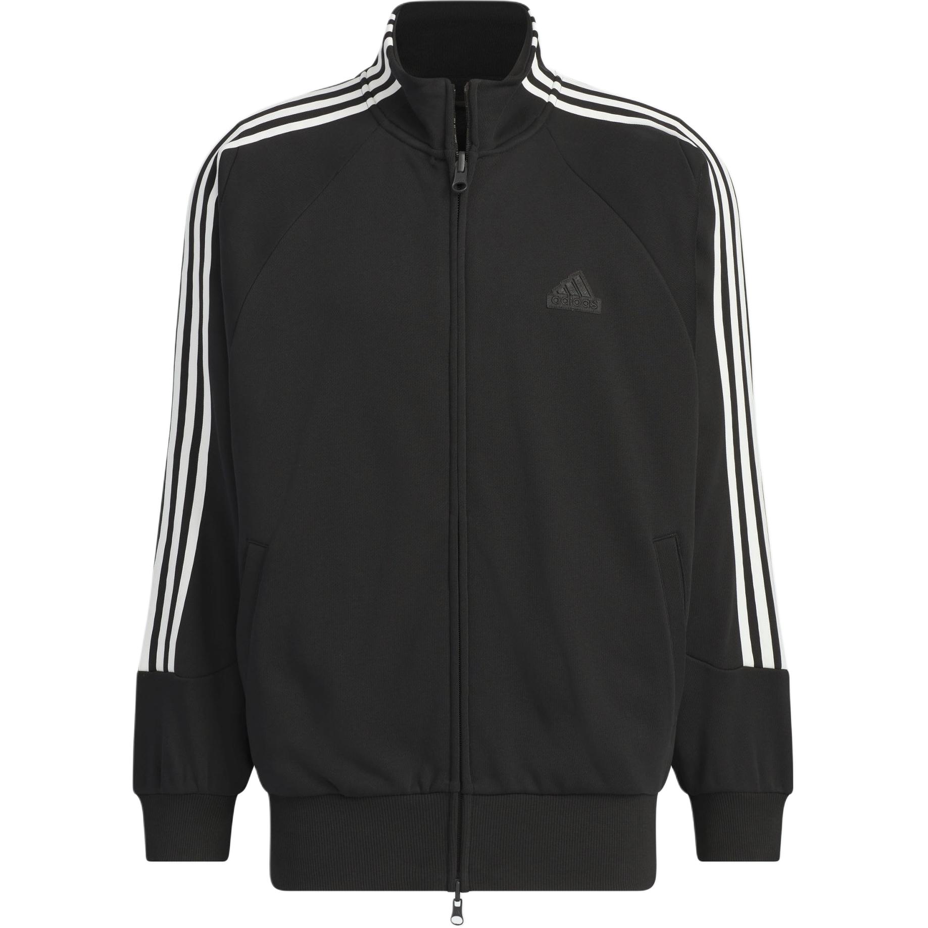 adidas 3-Stripes Knit Track Top Retro Sports Jacket Unisex Black JI6649