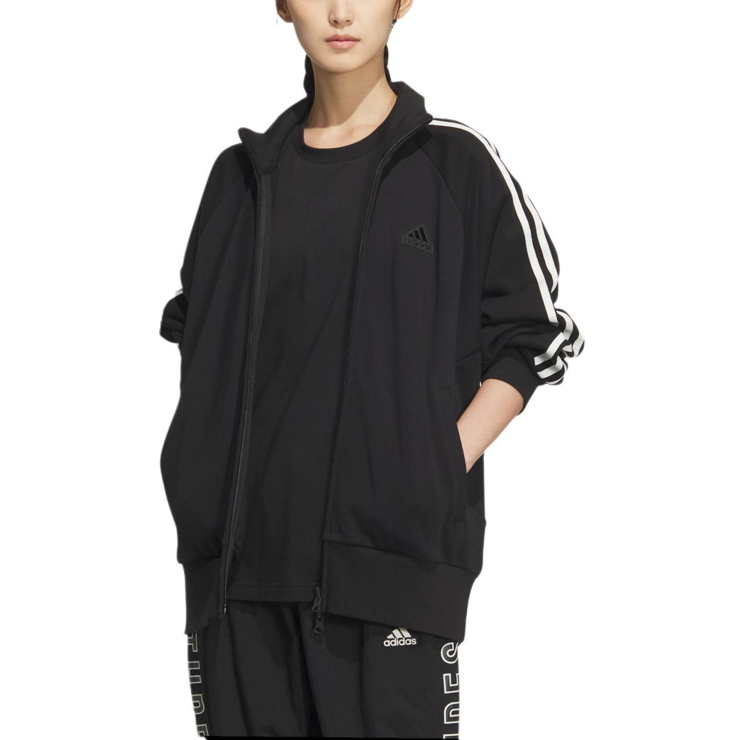 adidas 3-Stripes Knit Track Top Retro Sports Jacket Unisex Black JI6649 圖 5
