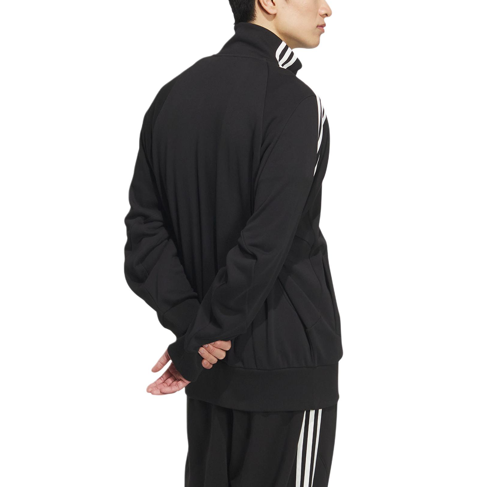 adidas 3-Stripes Knit Track Top Retro Sports Jacket Unisex Black JI6649 圖 9