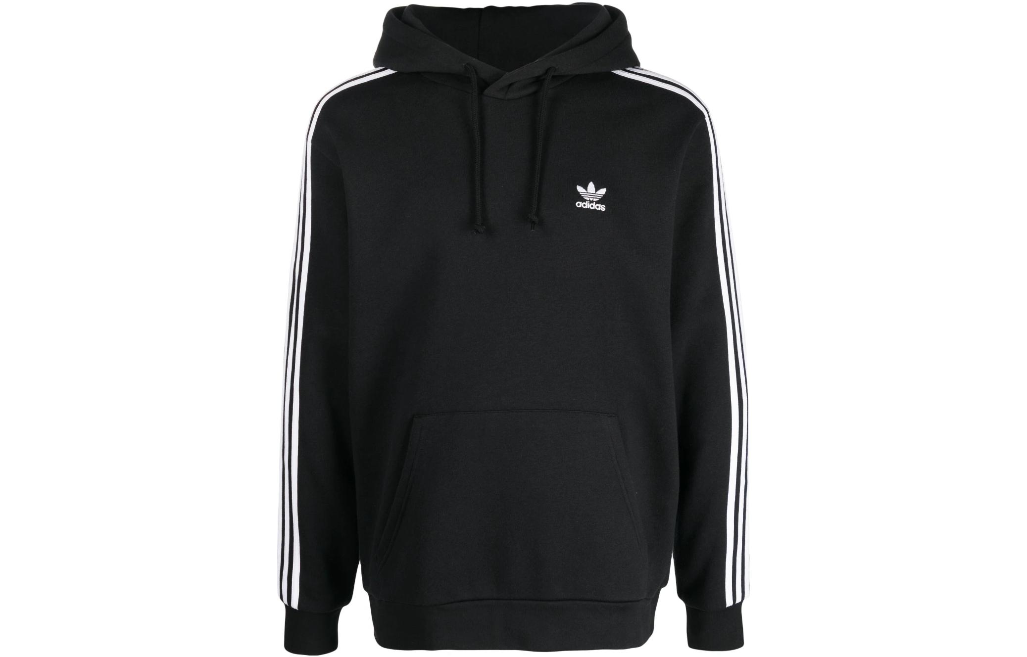 adidas 3-Stripes Logo Drawstring Hoodie Black () IA6346