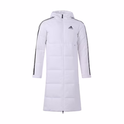 adidas 3-Stripes Long Down Coat White Winter Unisex Hooded Insulated Jacket H20762