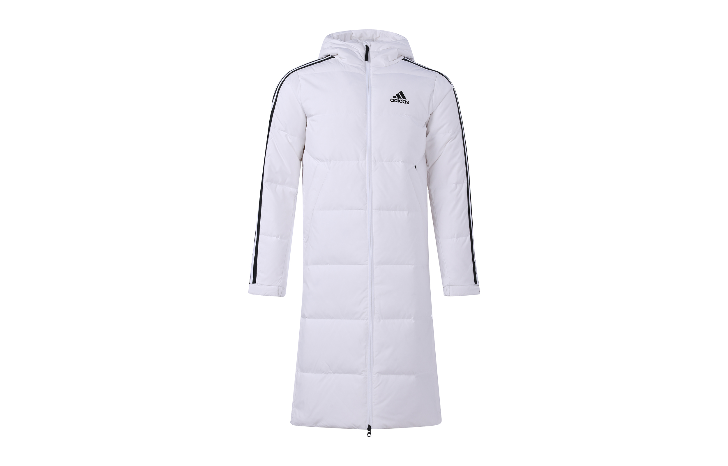 Order adidas 3-Stripes Long Down Coat White Winter Unisex Hooded Insulated Jacket H20762