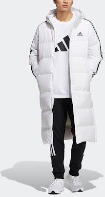 adidas 3-Stripes Long Down Coat White Winter Unisex Hooded Insulated Jacket H20762 Shop adidas 3-Stripes Long Down Coat White Winter Unisex Hooded Insulated Jacket H20762
