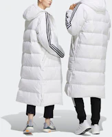 Purchase adidas三線長版羽絨外套白色冬季男女連帽保暖夾克 H20762