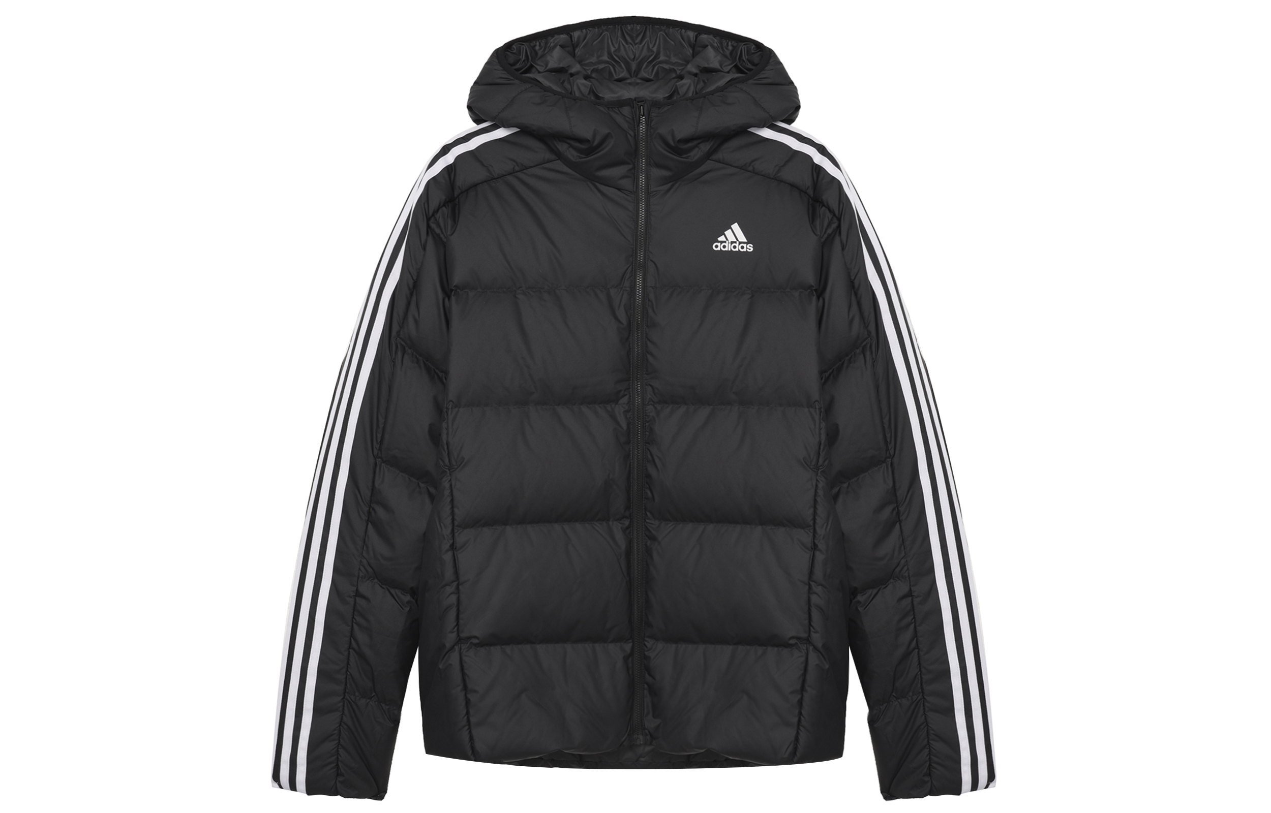 adidas 3-Stripes Outdoor Hooded Puffer Jacket  Black - Stylish & Comfortable. JN7478