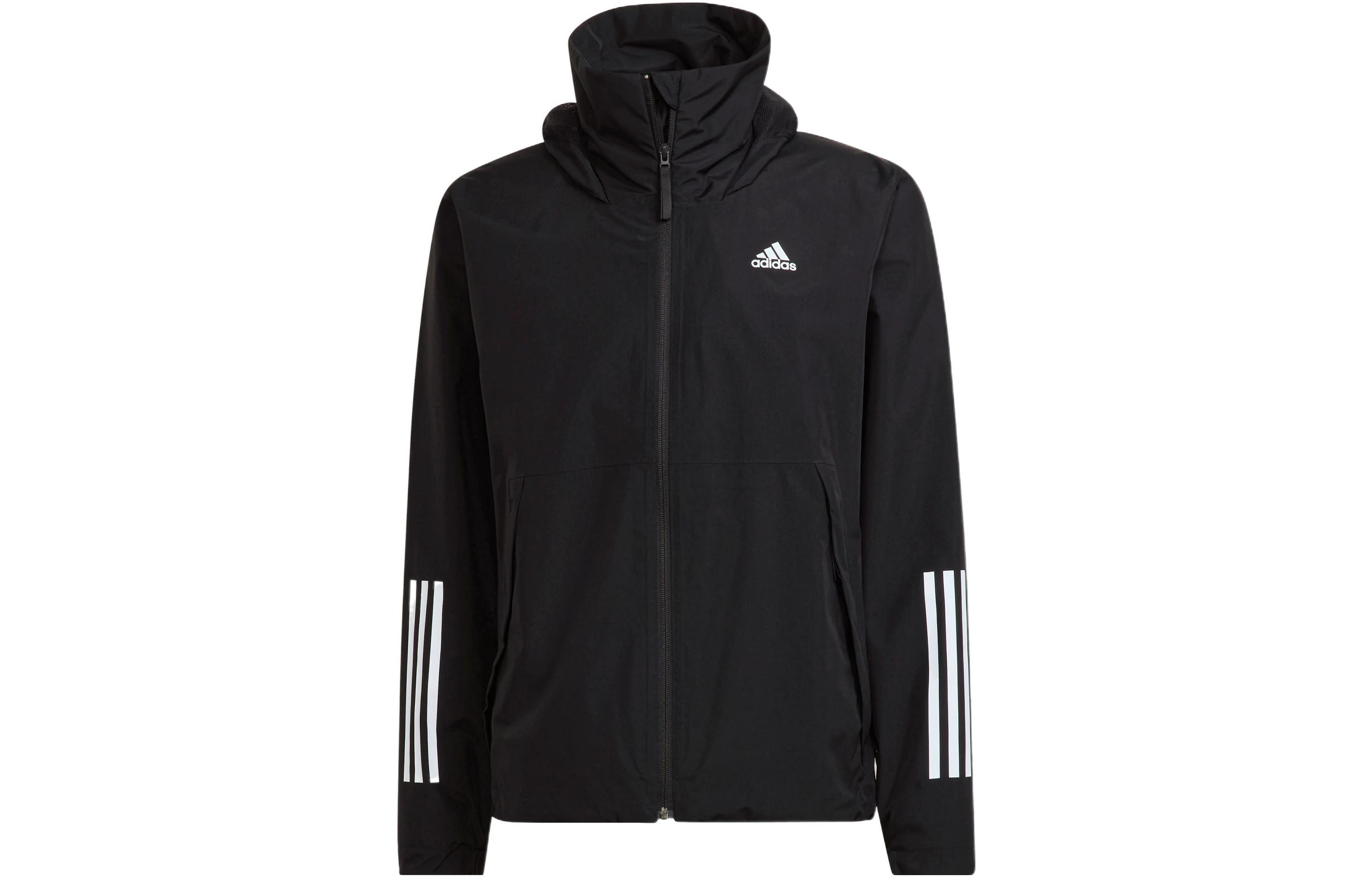 adidas 3-Stripes Packable Waterproof Windproof Rain Jacket Black () H65773