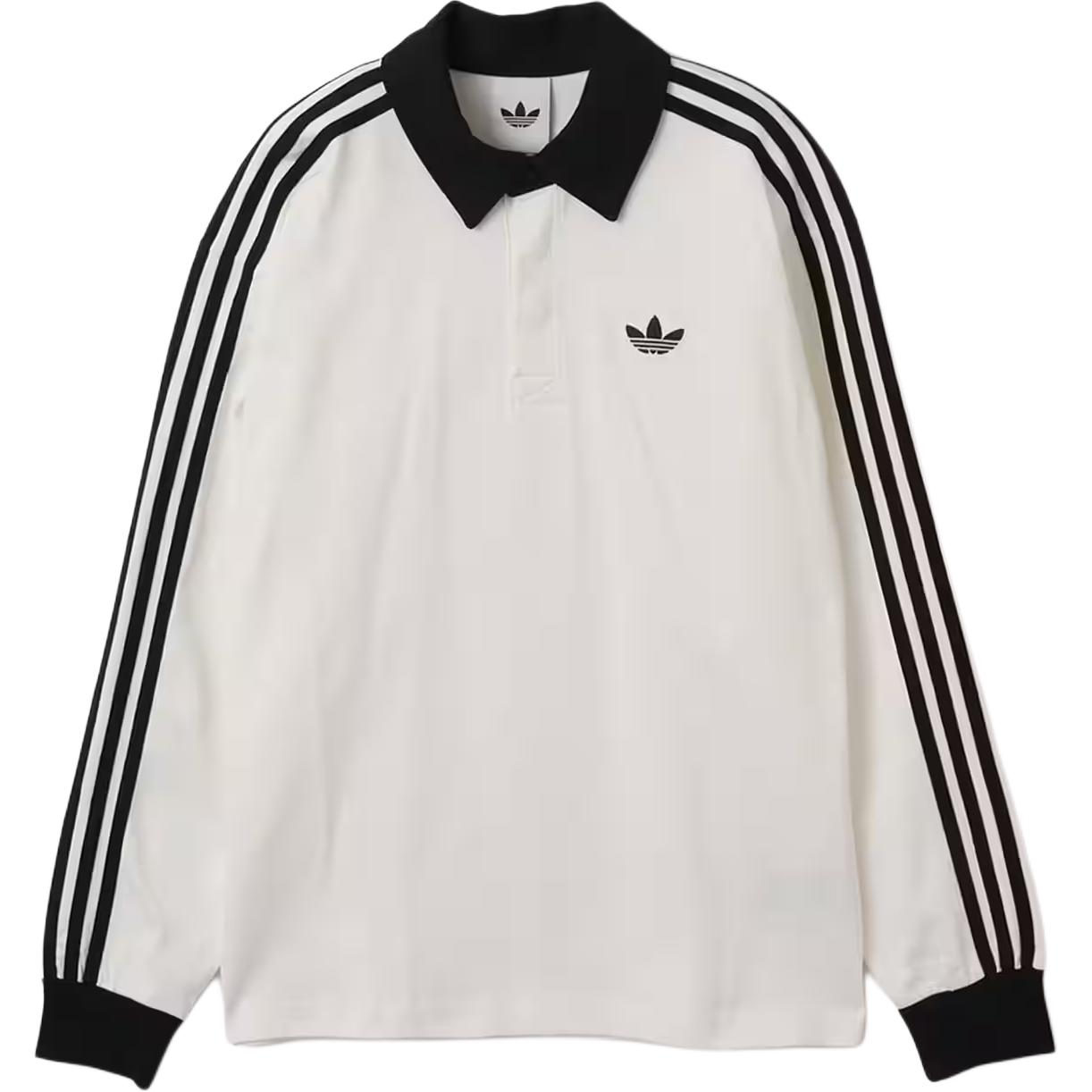 adidas 3-Stripes Rugby Longsleeve Polo Shirt Breathable Striped Pullover KE3575