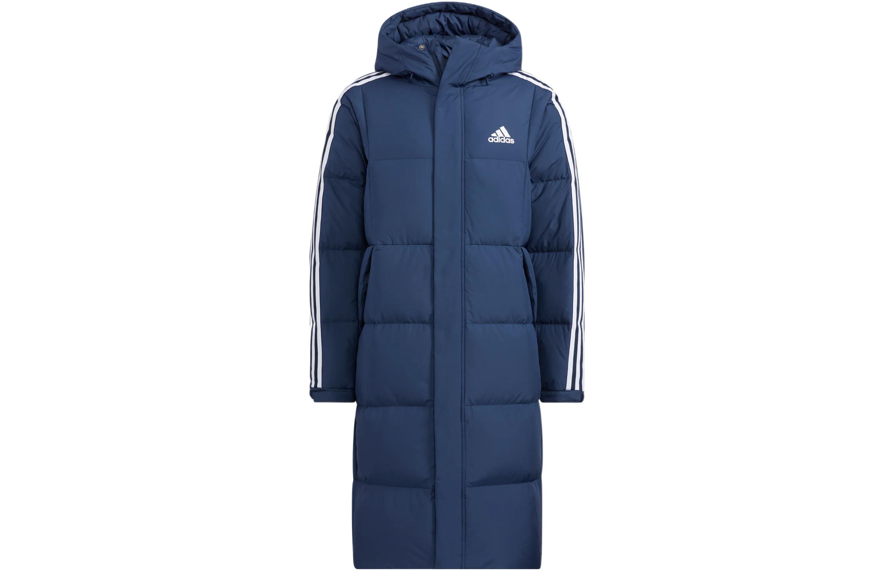 Order adidas 3-Stripes Solid Logo Zip Hoodie Puffer Jacket Navy Unisex. HN2101