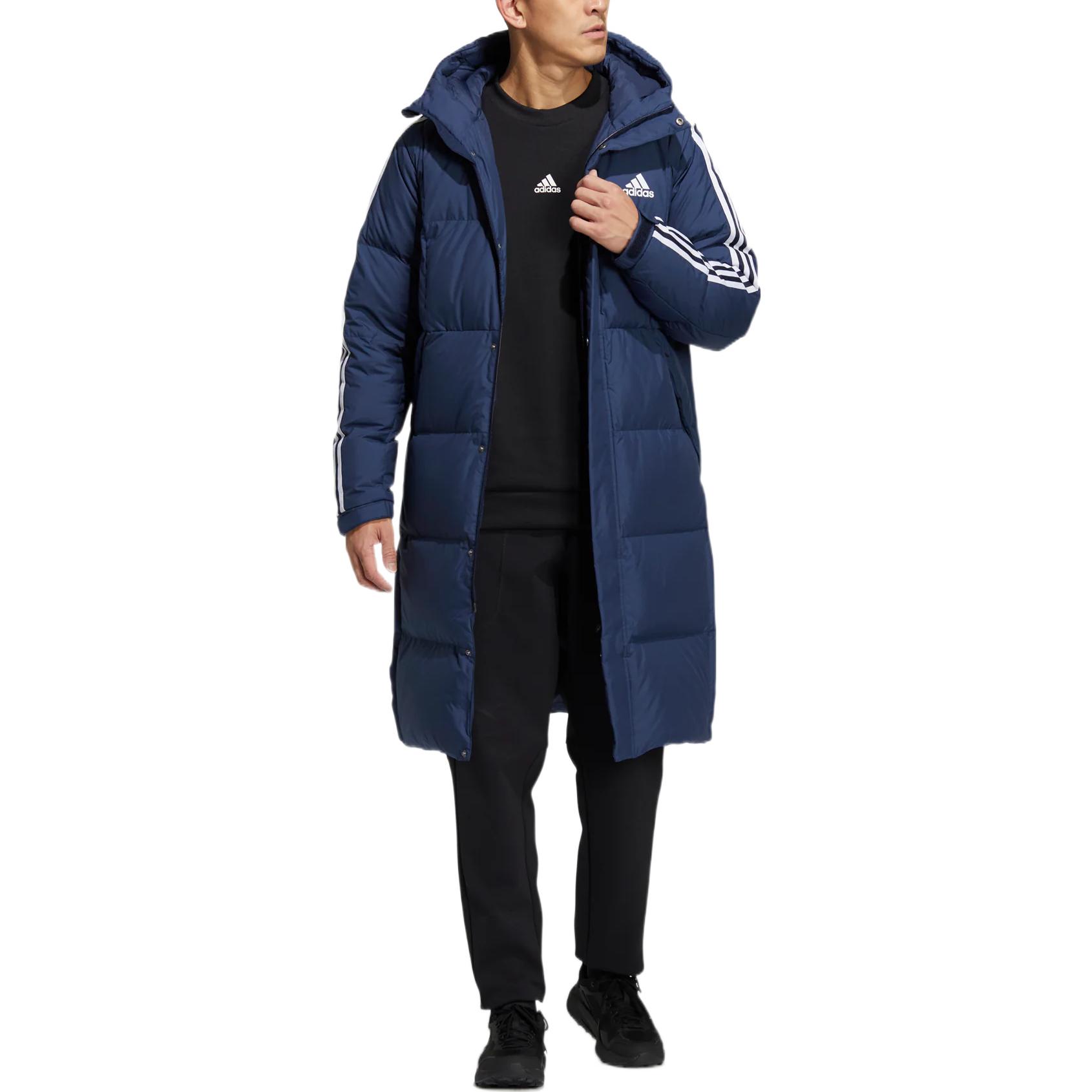 Shop adidas 3-Stripes Solid Logo Zip Hoodie Puffer Jacket Navy Unisex. HN2101