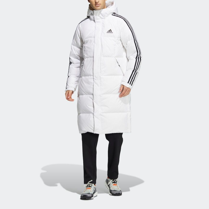 Lookbook adidas 3-Stripes T Long Hooded Coat White Unisex Winter Down Jacket HN2098