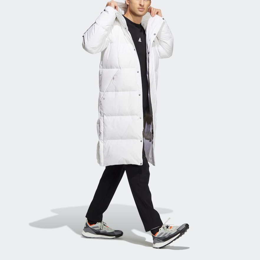 Details for adidas 3-Stripes T Long Hooded Coat White Unisex Winter Down Jacket HN2098