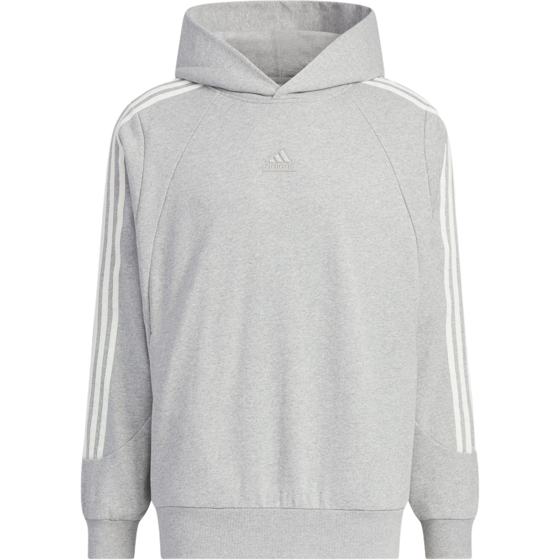 adidas 3-Stripes Warm Hoodie Grey Unisex Casual Logo Pullover Long Sleeve JI6636