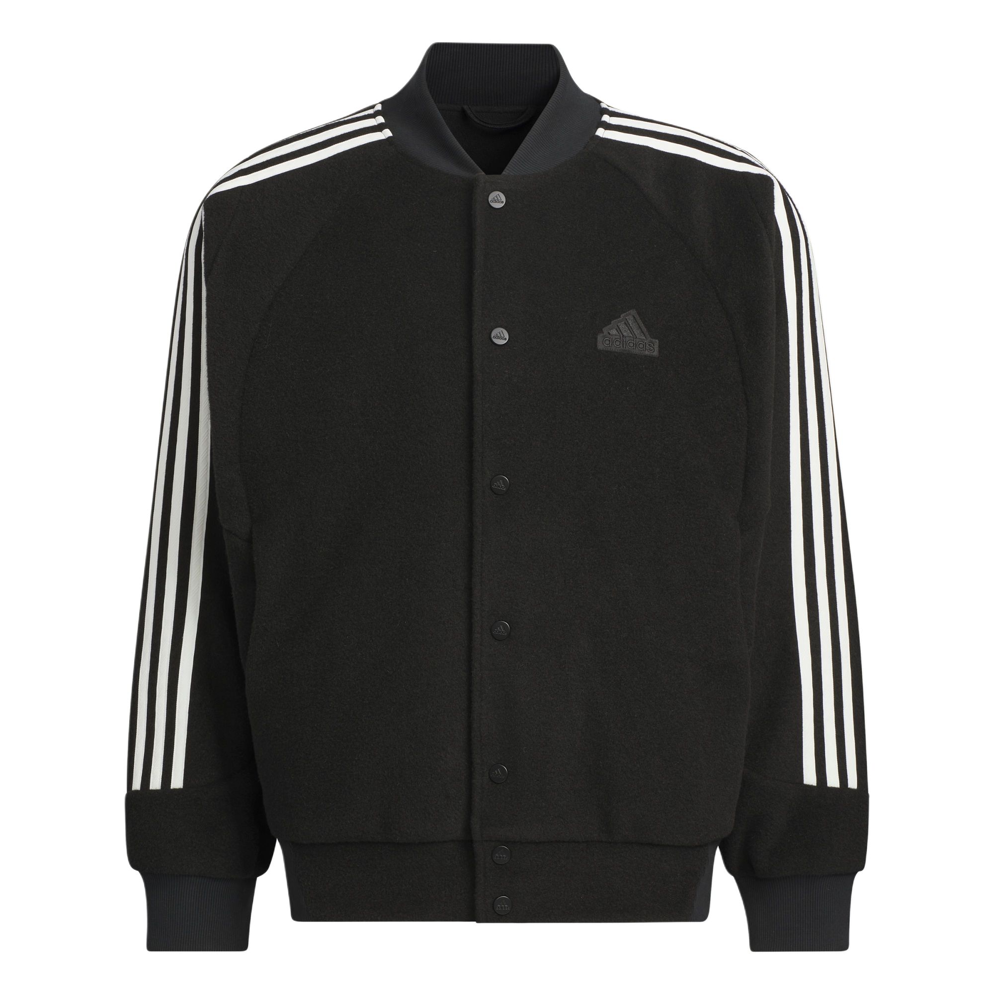 adidas 3-Stripes Warm Unisex Loose Fit Long Sleeve Jacket Black JI6638