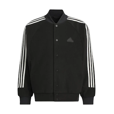 adidas 3-Stripes Warm Unisex Loose Fit Long Sleeve Jacket Black JI6638