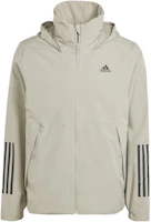 adidas 3-Stripes Waterproof Breathable Running Jacket - Pebble Silver Grey IS1236 adidas 3-Stripes Waterproof Breathable Running Jacket - Pebble Silver Grey IS1236