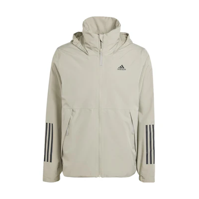 adidas 3-Stripes Waterproof Breathable Running Jacket - Pebble Silver Grey IS1236
