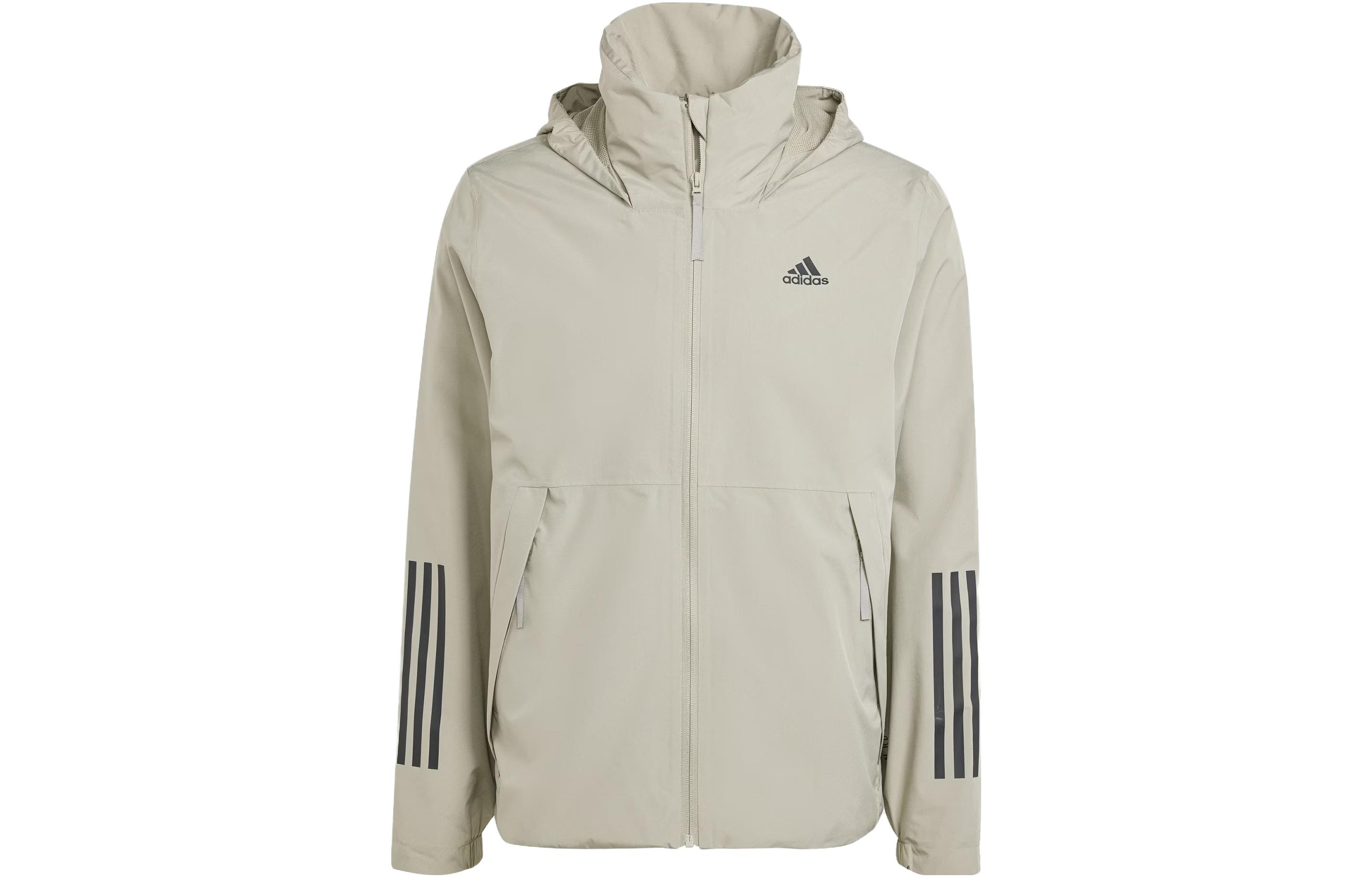 Order adidas 3-Stripes Waterproof Breathable Running Jacket - Pebble Silver Grey IS1236