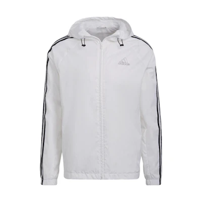 adidas 3-Stripes White Casual Hooded Long-Sleeve Jacket HE4318