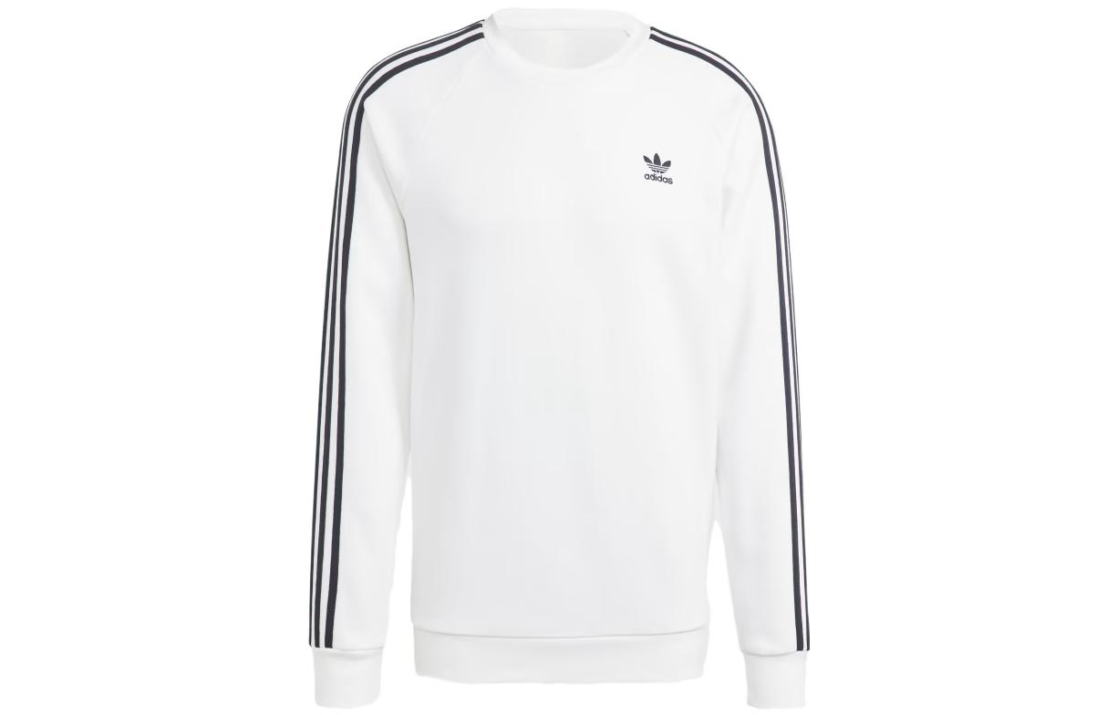 adidas 3-Stripes White Crewneck Long Sleeve Sweatshirt IA4862