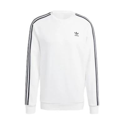 adidas 3-Stripes White Crewneck Long Sleeve Sweatshirt IA4862