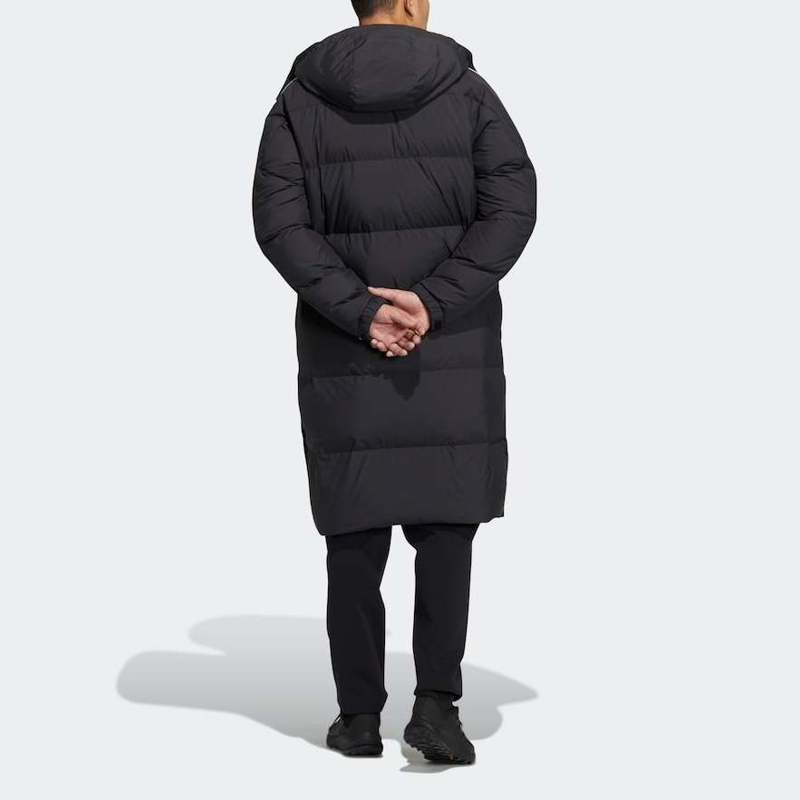 adidas 3-Stripes Winter 2022 Black Down Long Coat Unisex Hooded Outdoor Jacket HN2099 圖 4