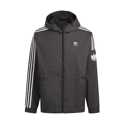 adidas 3D Windbreaker Men’s Black Hooded Jacket with 3-Stripes Embroidered Logo GN3551
