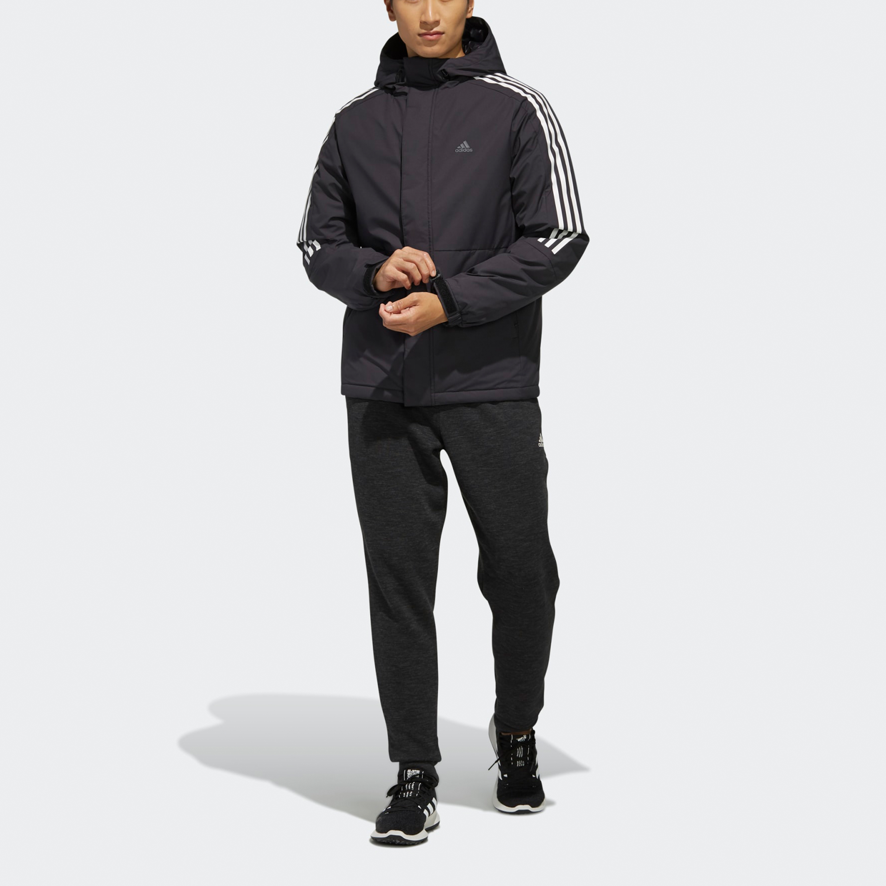 adidas 3ST Black Hooded Down Jacket for Winter Sports EH3995 圖 4