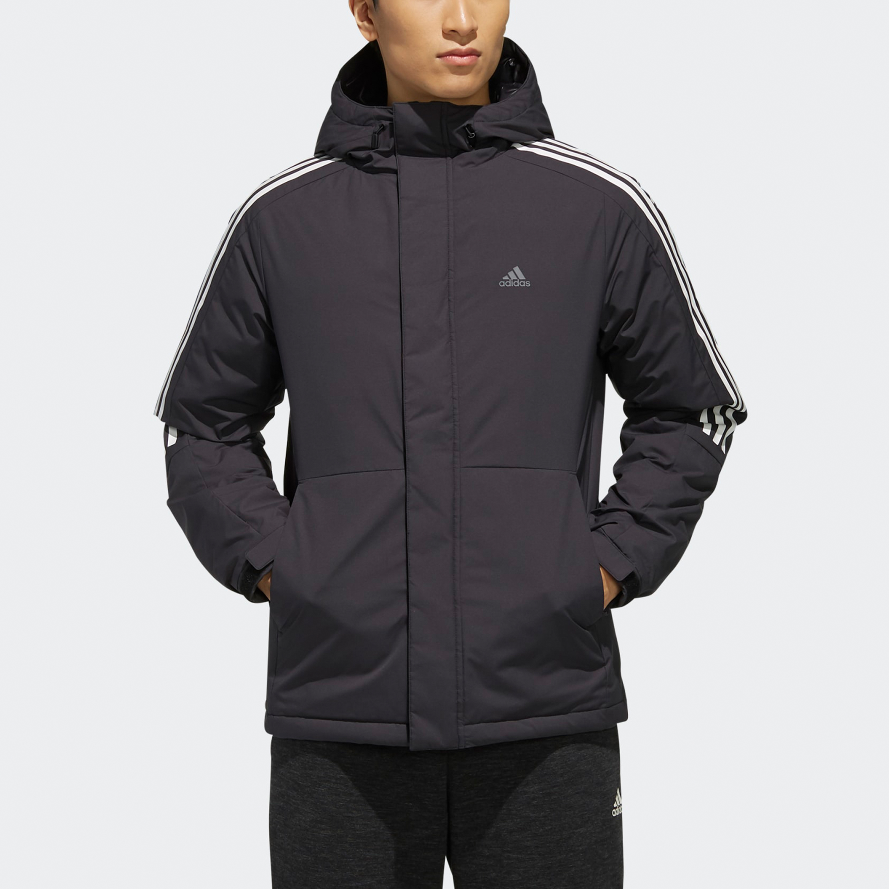 adidas 3ST Black Hooded Down Jacket for Winter Sports EH3995 圖 5