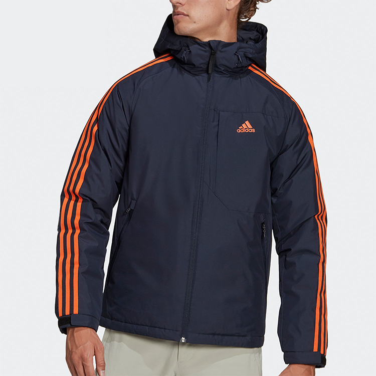 Shop アディダス 3st ダウンフード付きパッファージャケット ウィンター レジェンドインクブルー GF0096