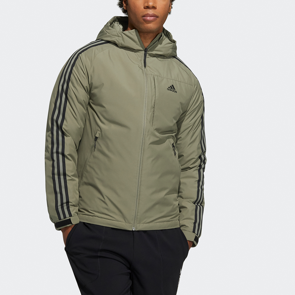 Lookbook adidas 3St Down Jacket Military Green Winter Outdoor Hooded Parka. H23083