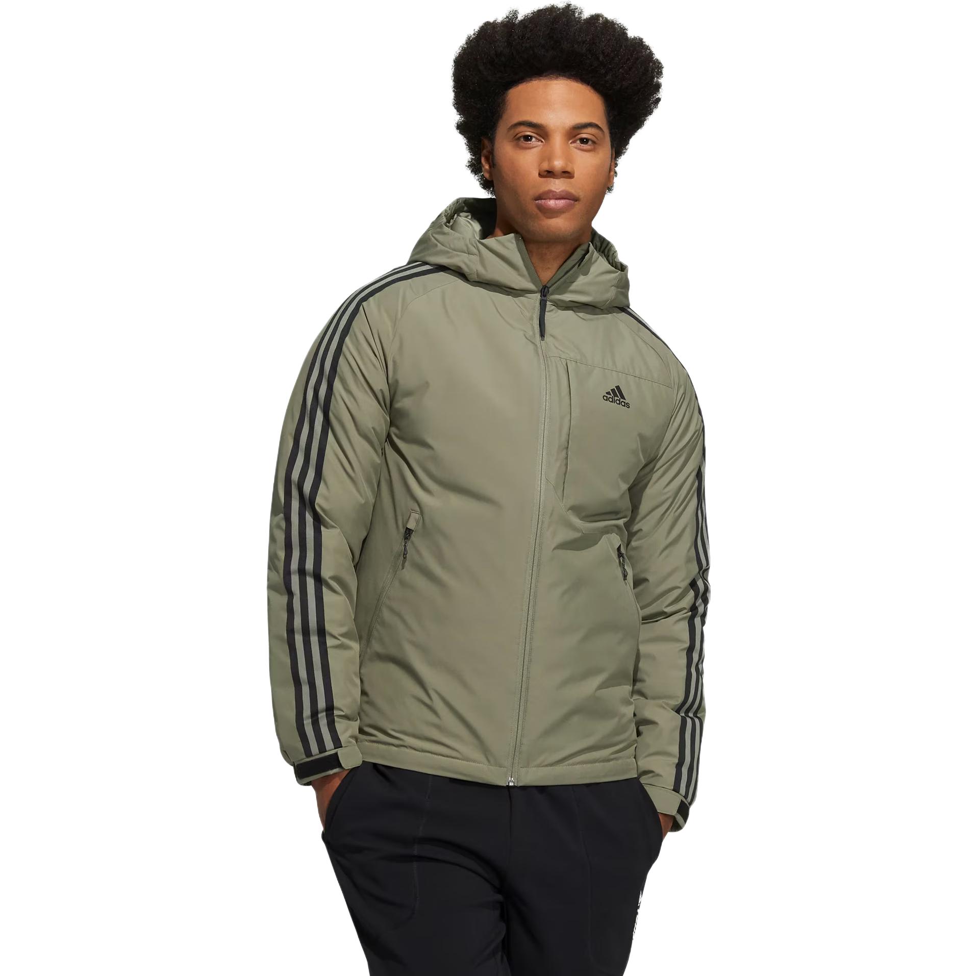 Cheap adidas 3St Down Jacket Military Green Winter Outdoor Hooded Parka. H23083