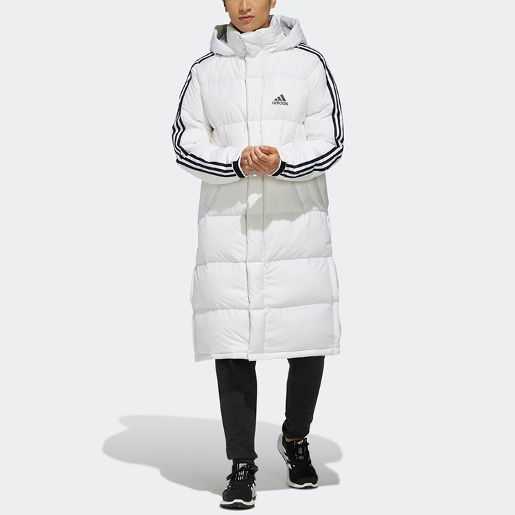 Shop adidas 3st Long Parka White Winter Insulated Hooded Down Jacket EH3991