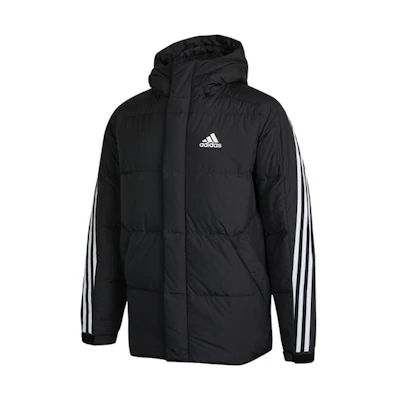 adidas 3ST Puffy Down Jacket Winter Black Hooded Casual Sportswear. H20754