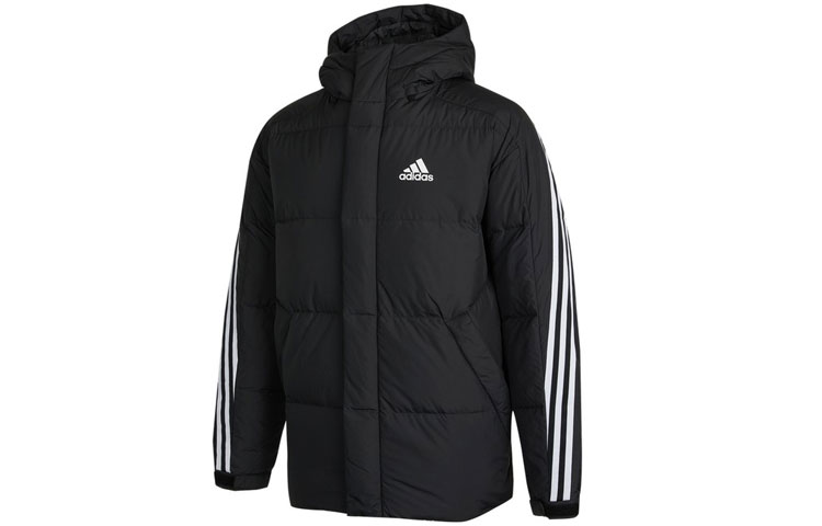 Order adidas 3ST Puffy Down Jacket Winter Black Hooded Casual Sportswear. H20754
