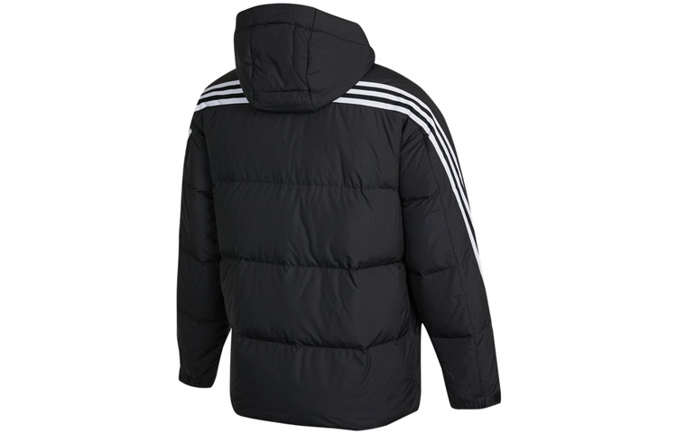 Lookbook adidas 3ST Puffy Down Jacket Winter Black Hooded Casual Sportswear. H20754