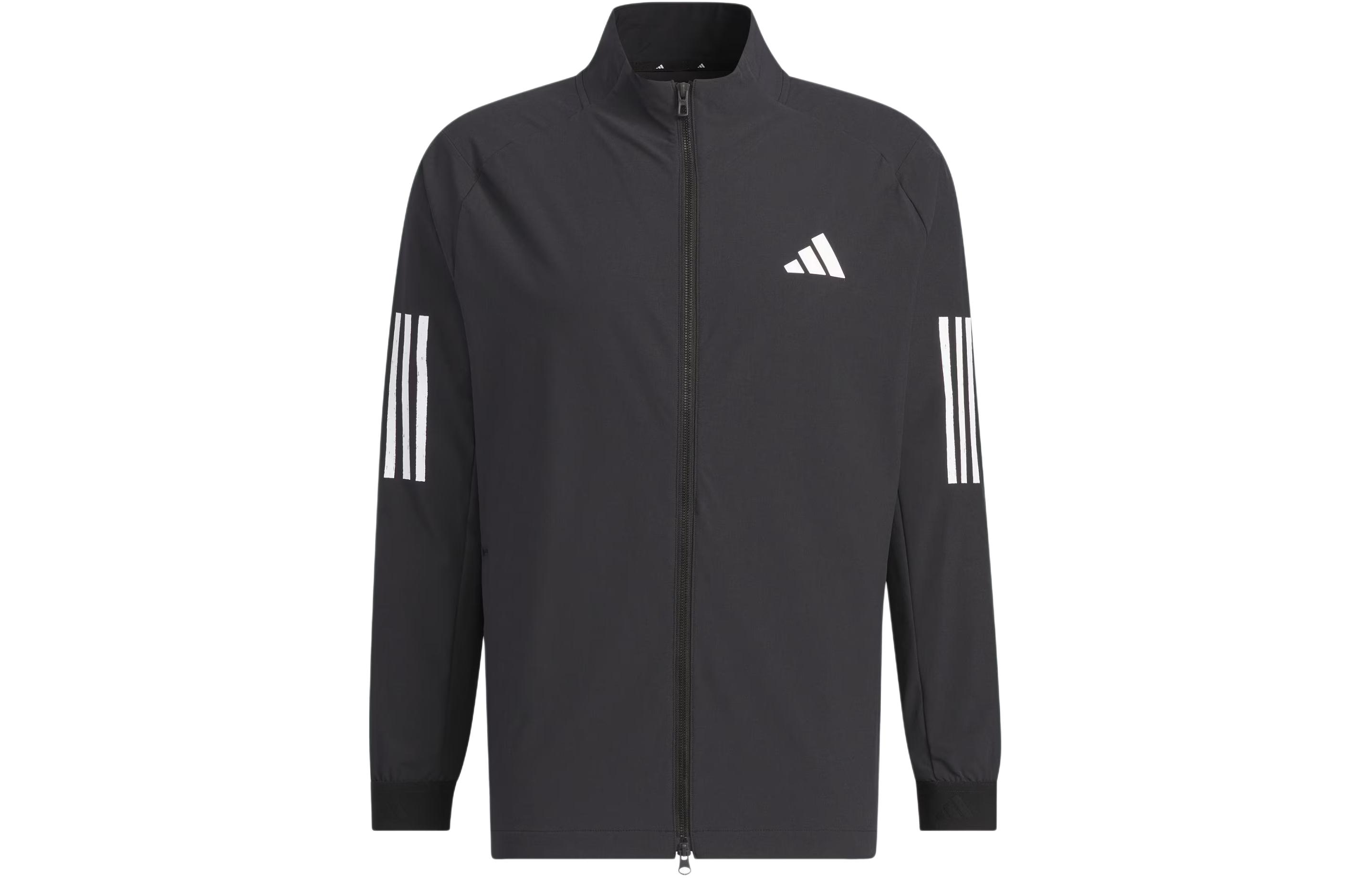 adidas 4-Way Stretch Golf Jacket Black - Retro Colorblock with 3 Stripes Design IN6595